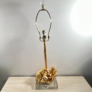Amazing Modern Table Lamp Crystal & Faux Quartz Gold 24"